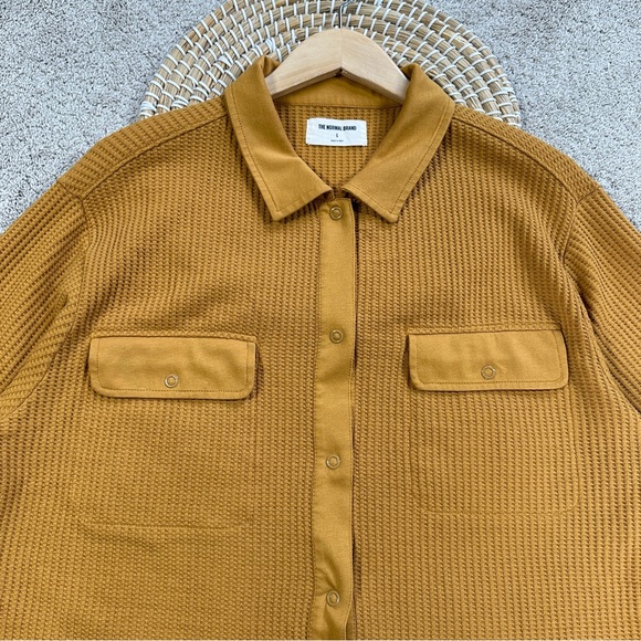 The Normal Brand Women’s Honeycomb Waffle Overshirt Button Down in Palomino L - Picture 4 of 13